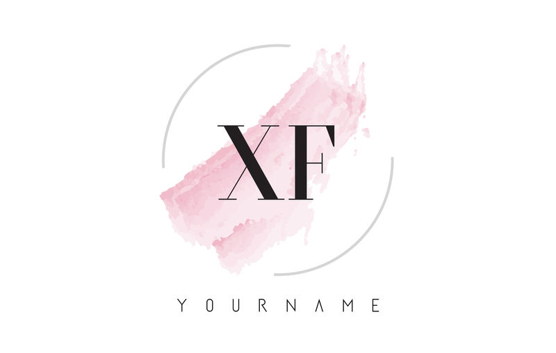 XF x F水彩字母标志设计圆形刷纹