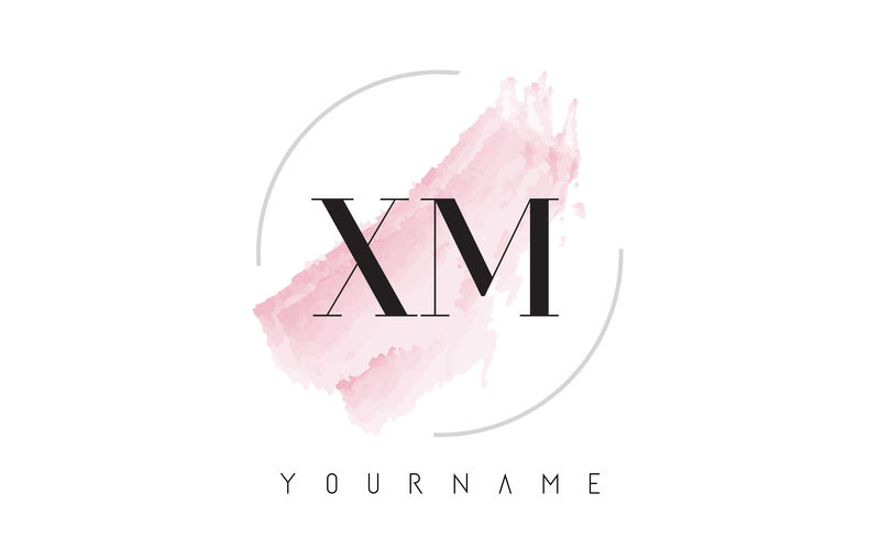 XM x M水彩字母标志设计圆形刷纹