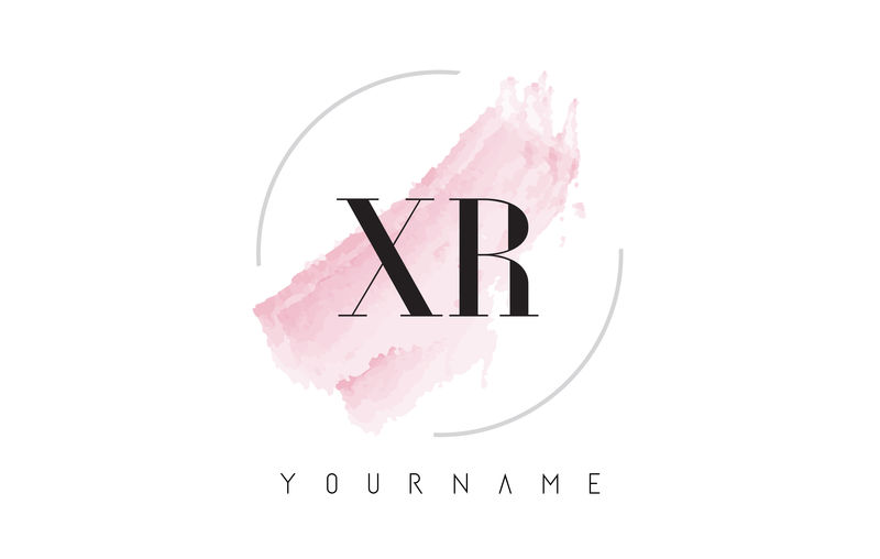 x r x r水彩字母标志设计圆形刷纹