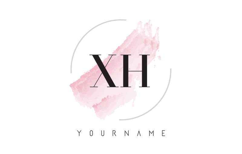 x h x h水彩字母标志设计圆形刷纹