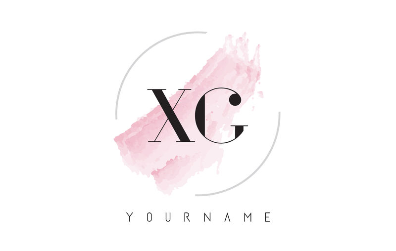 XG x G水彩字母标志设计圆形刷纹
