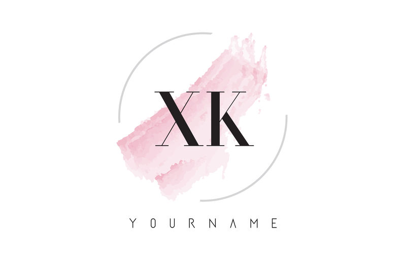 XK x K水彩字母标志设计圆形刷纹