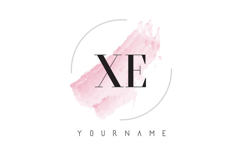XE x E水彩字母标志设计圆形刷纹
