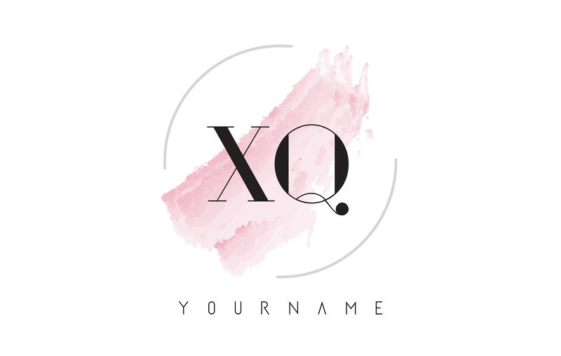 XQ x Q水彩字母标志设计圆形刷纹