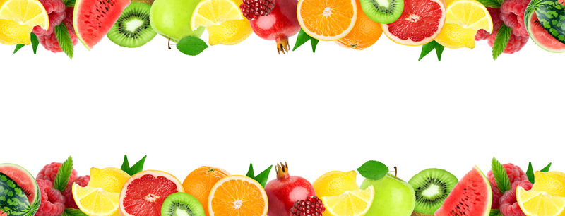 混合水果拼贴新鲜的彩色水果食品概念