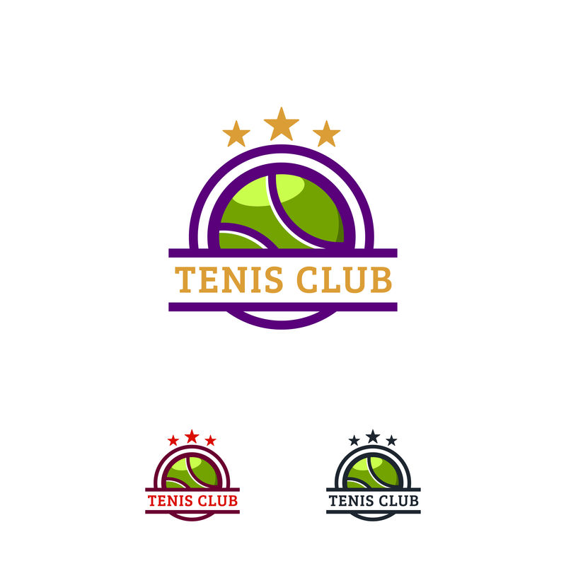 网球运动标志设计徽章-网球徽章冠军矢量