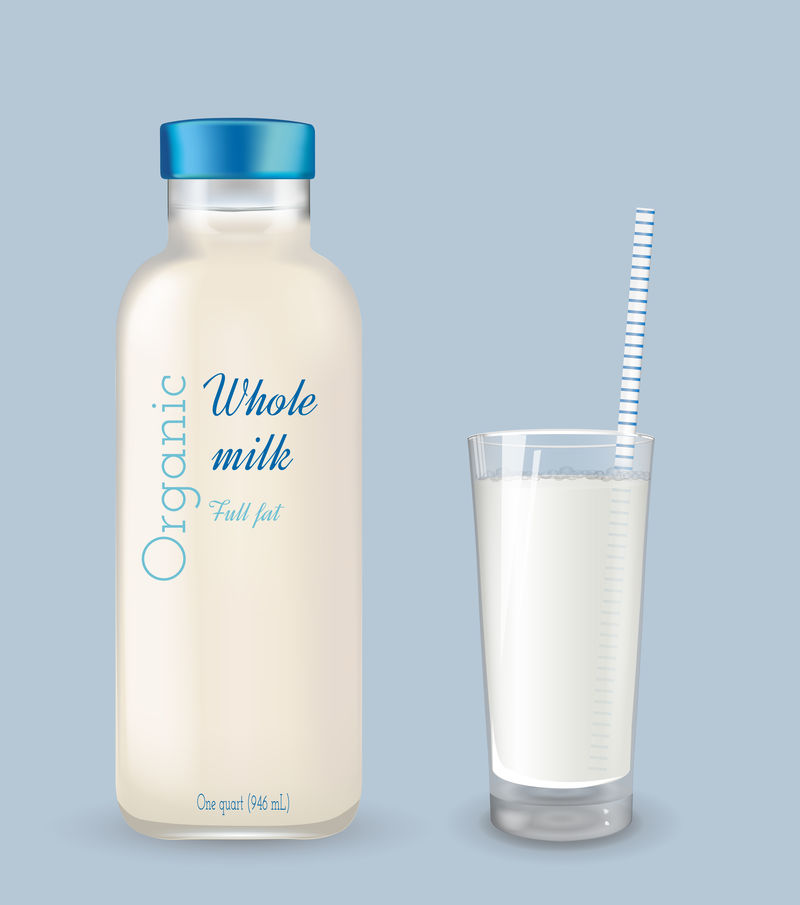装牛奶的玻璃瓶全脂牛奶有机牛奶