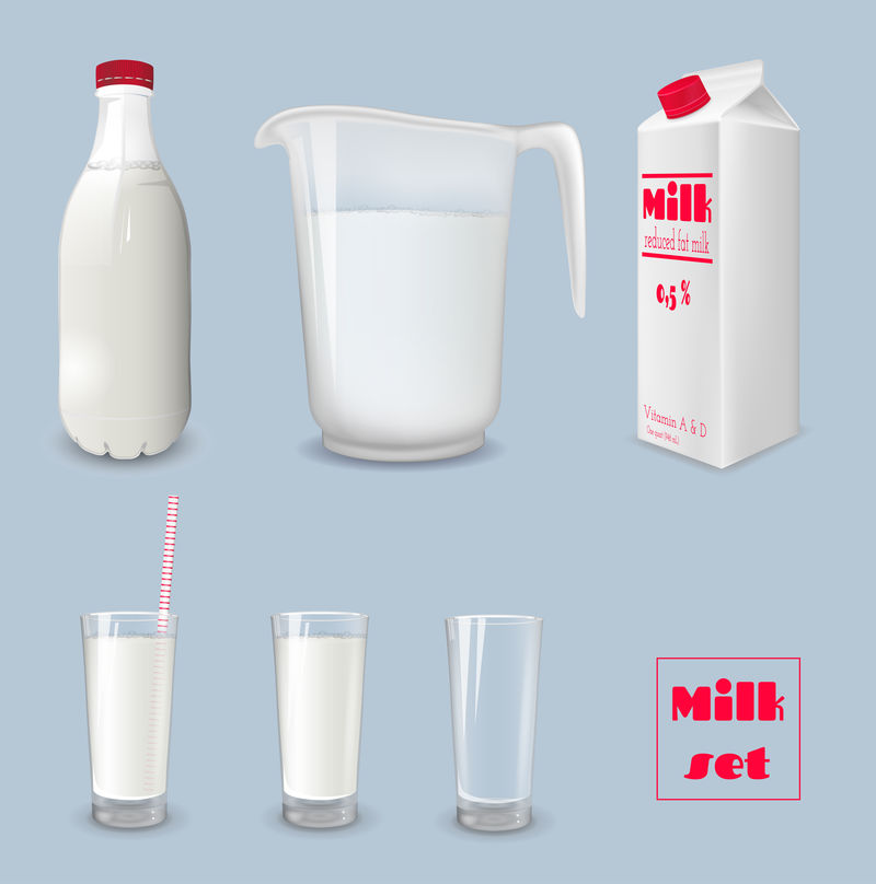 牛奶盒和一杯牛奶一瓶牛奶和一个罐子