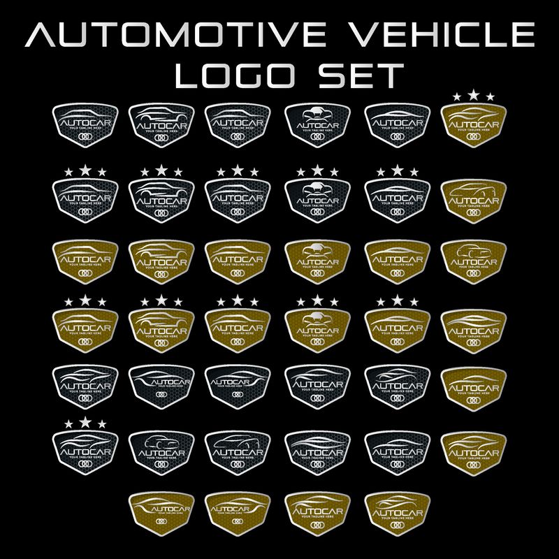 简单线条图形设计模板向量中的汽车标志集