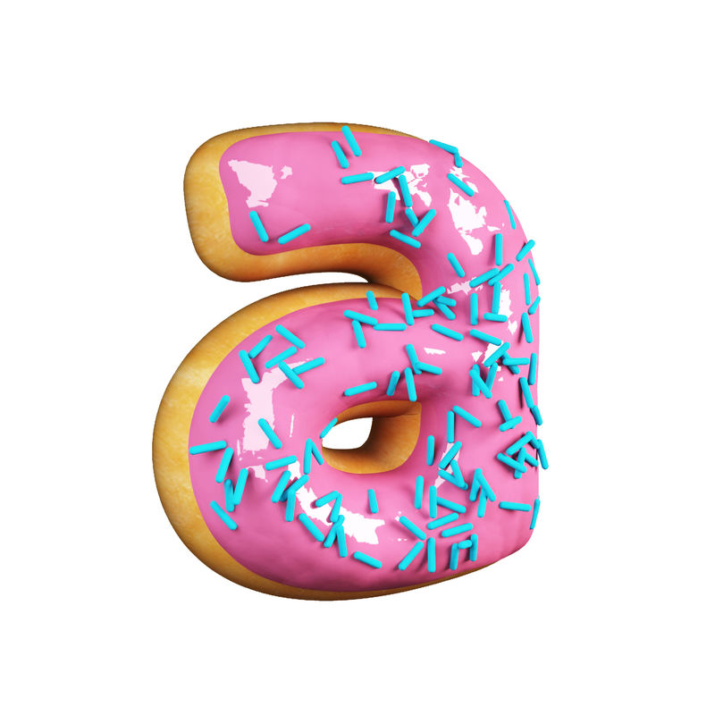 玫瑰釉甜甜圈字体概念与蓝色洒美味的字母A.白色背景下的3D渲染