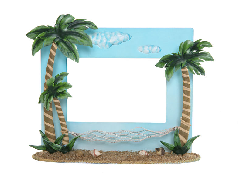 白色背景上的热带度假主题画框