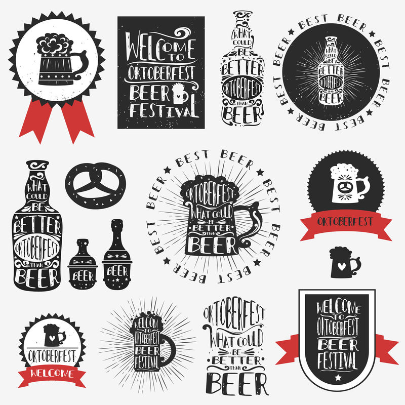 一套印刷的古董工艺标签/符号/标志啤酒