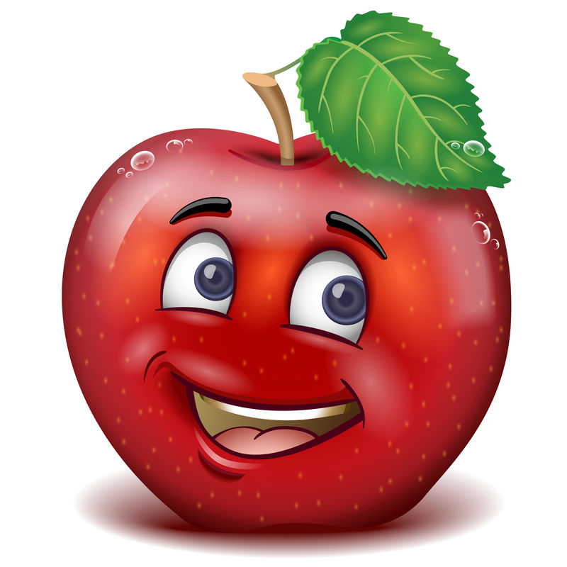 卡通吉祥物红苹果微笑-矢量隔离