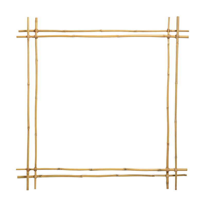 水彩棕色竹框-白色背景-纸上手绘
