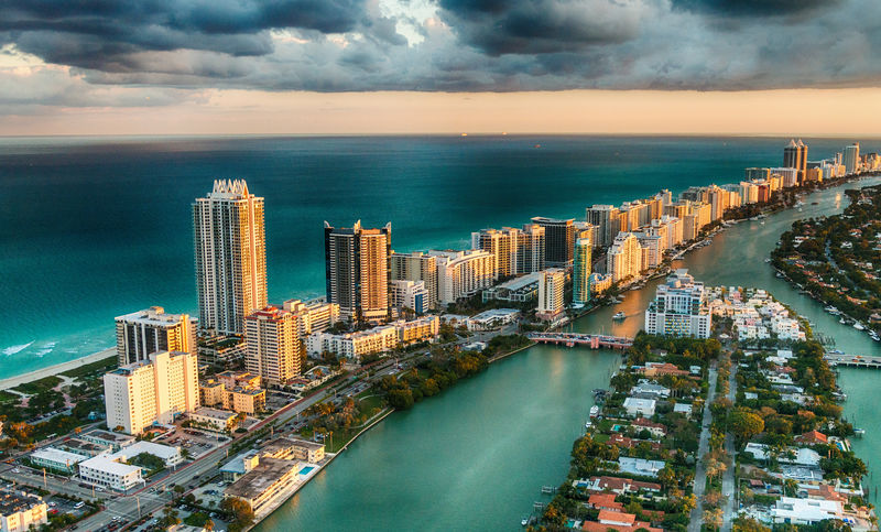 佛罗里达州迈阿密海滩天际线鸟瞰图