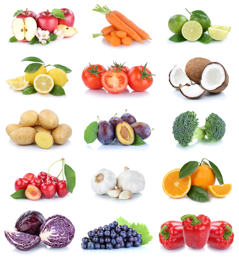水果和蔬菜水果收集苹果、桔子、西红柿、葡萄、食物自由职业者