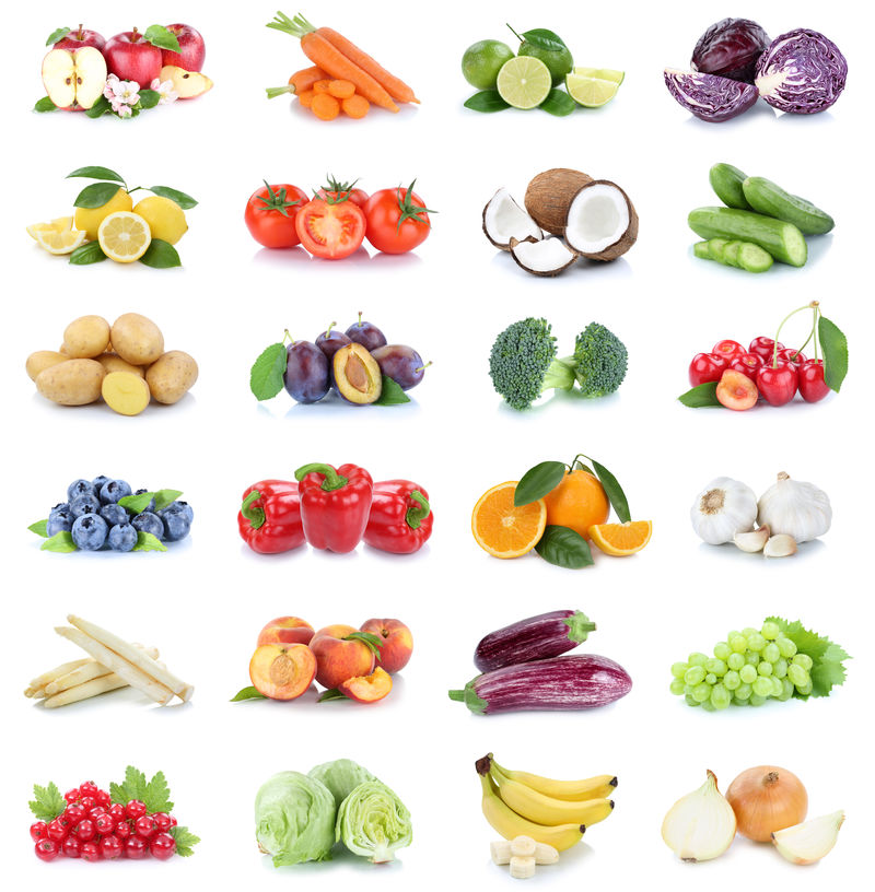水果和蔬菜水果收集苹果、桔子、香蕉、辣椒食品自由职业者