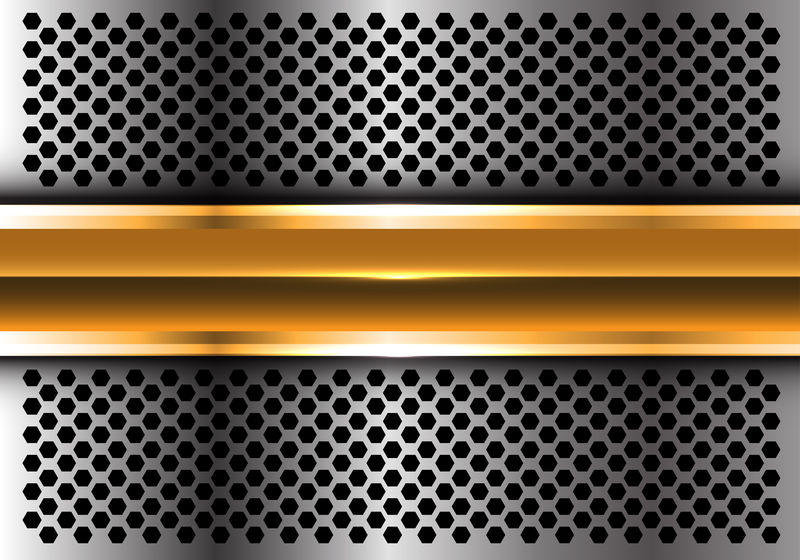 金旗六边形金属网背景设计现代豪华背景矢量图。