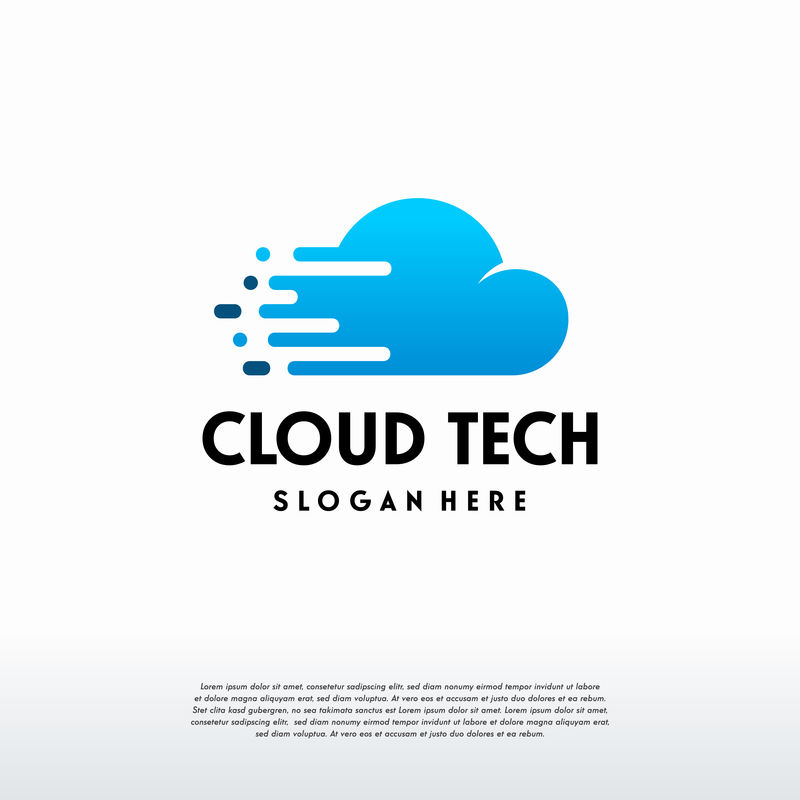 云技术标志设计概念矢量、快速云标志