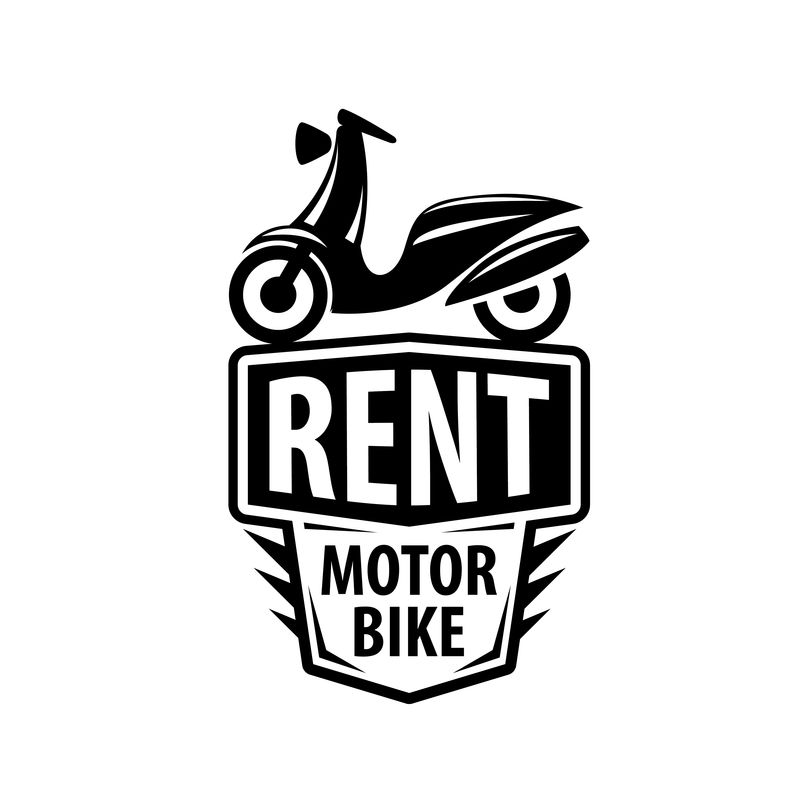 出租摩托车标志。白底矢量图