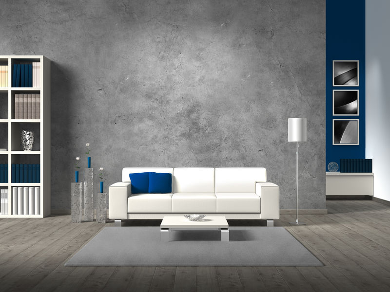 现代虚拟客厅-白色沙发和复印空间-让您有自己的形象