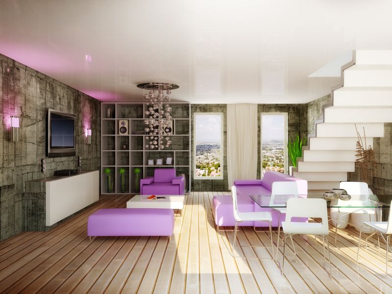 紫罗兰色现代室内空间