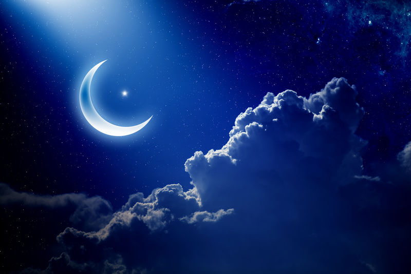 以月亮和星星为背景的开斋节-圣月-斋月-NASA提供的这张图片的元素