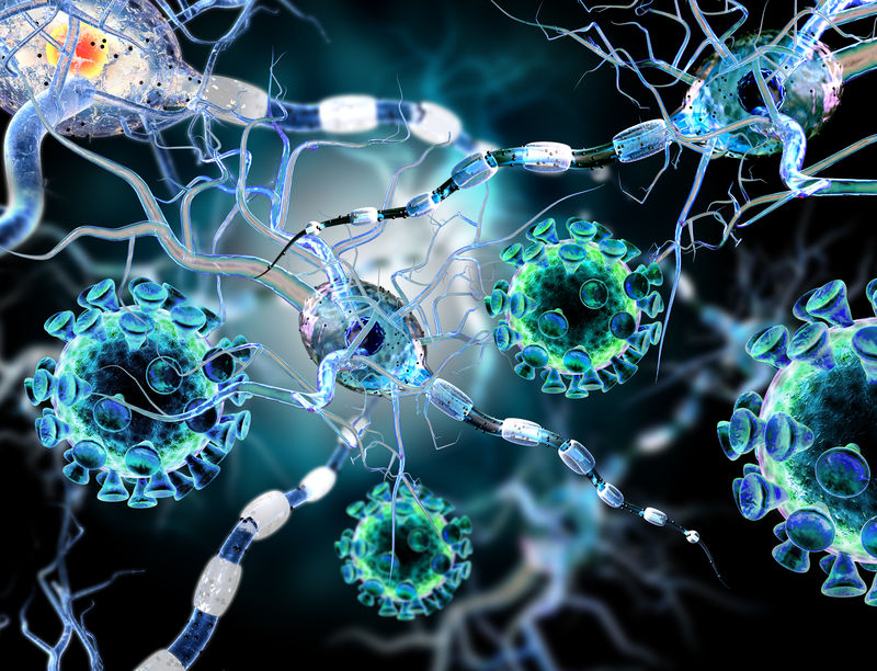 神经细胞的高质量3D渲染-神经疾病、肿瘤和脑外科的概念