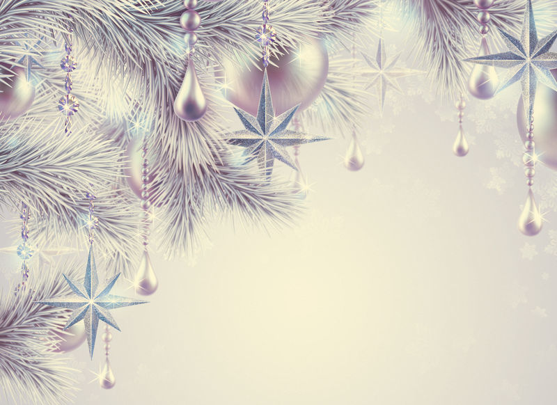 古典圣诞树装饰和装饰背景-冬季假日插图
