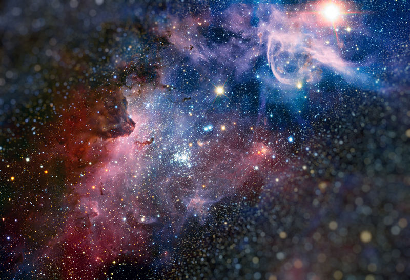 深空中的恒星场和星云-距离地球许多光年-这张图片的元素由美国宇航局提供