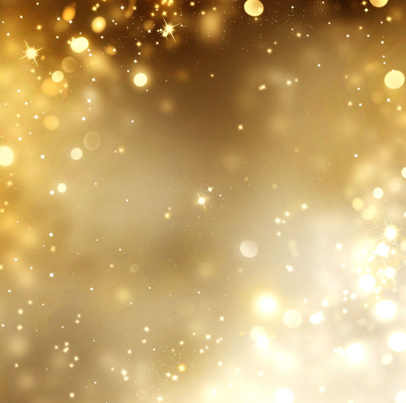 圣诞金色背景-金色假日闪烁的抽象闪光离焦背景与闪烁的星星-模糊的博克
