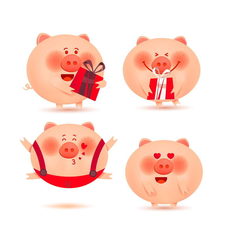 圣诞猪-装饰用快乐可爱的小猪套装