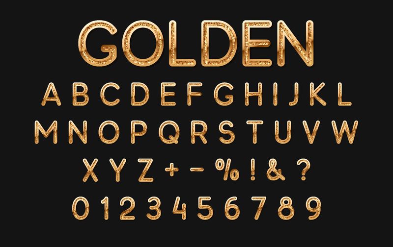 金色字体和字母表