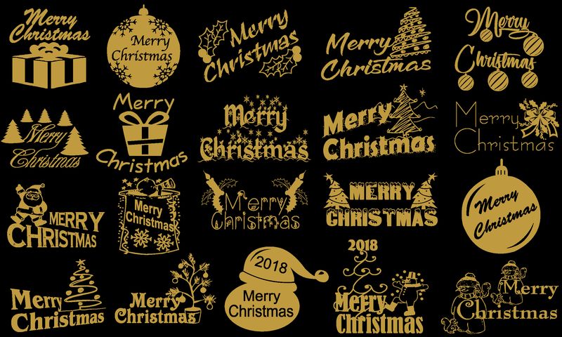 圣诞快乐-排版设置-矢量标识-标志-文字设计-适用于横幅、贺卡、礼品等