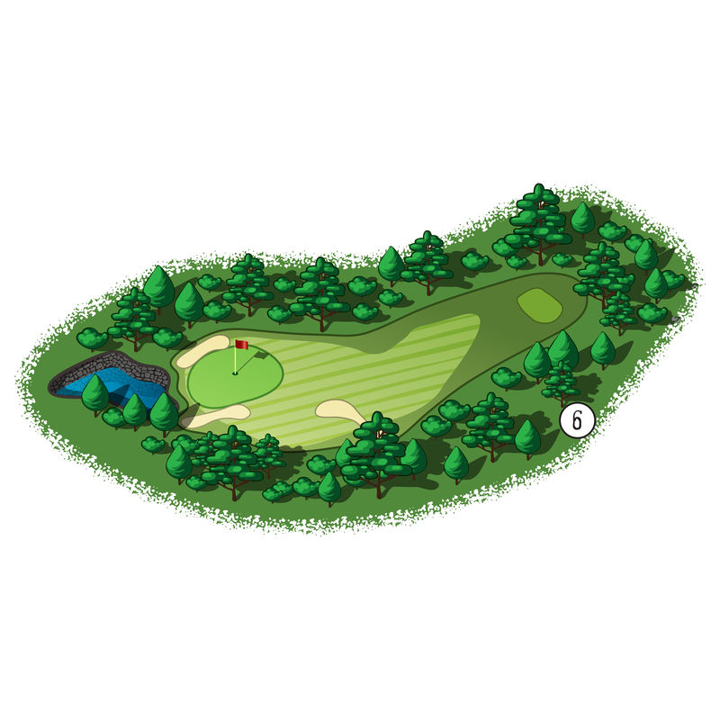 矢量高尔夫球场空洞等距视图