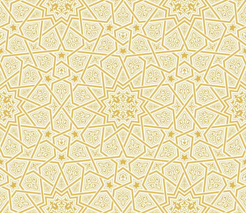 伊斯兰星饰金色背景-矢量插图