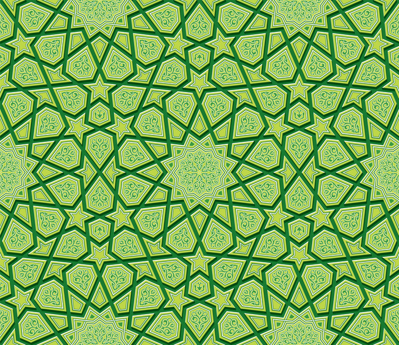 伊斯兰星饰绿色背景-矢量图