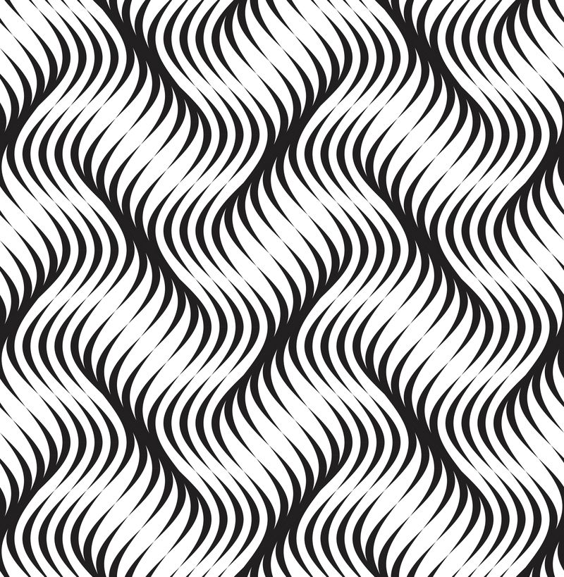 矢量无缝纹理-现代几何背景-带有交织波浪线的单色重复图案