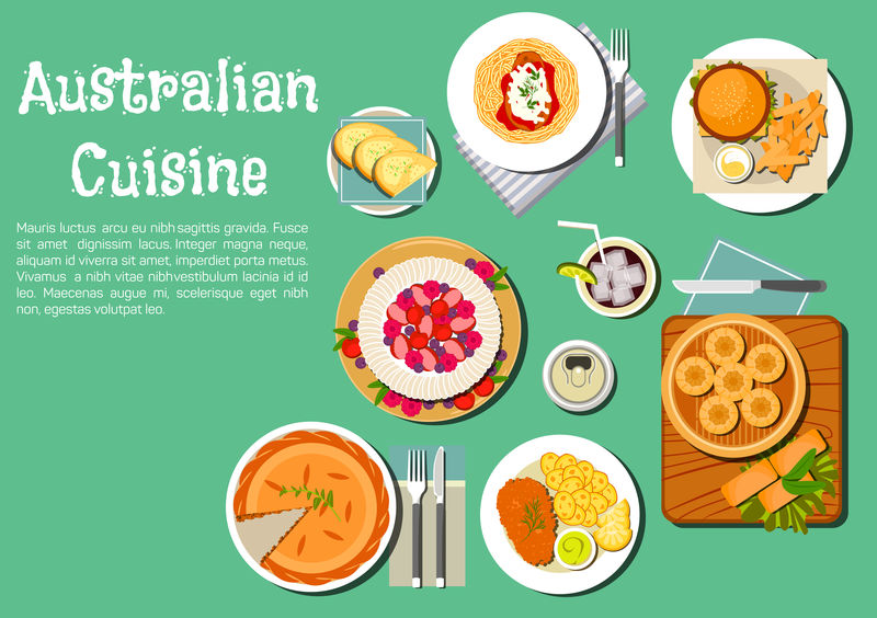 澳大利亚传统美食平面图标