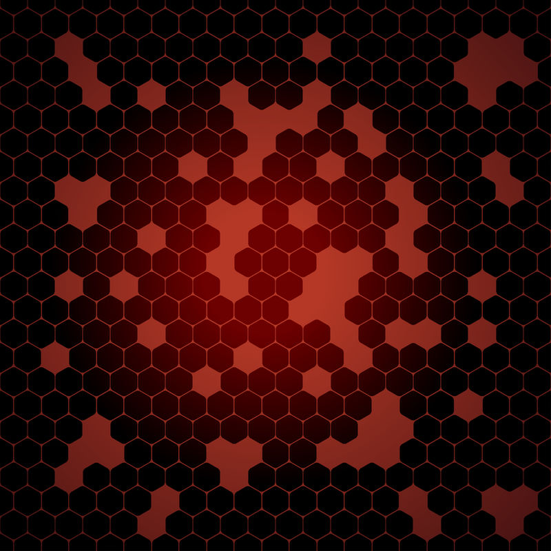 矢量抽象红色渐变背景与六边形和孔。