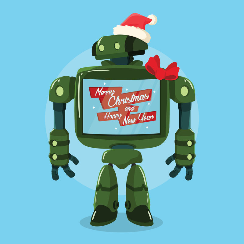 巨型机器人圣诞快乐插画