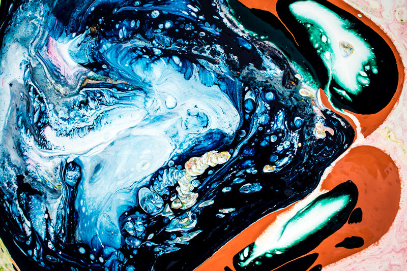 抽象海洋艺术-自然奢华-风格融合了大理石的漩涡或玛瑙的波纹-很漂亮的蓝色颜料加上金粉