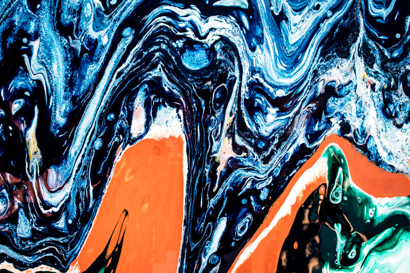 木版丙烯酸原画的特写镜头-手工绘制的抽象垃圾背景-多彩的纹理-艺术碎片-现代艺术-当代艺术-污渍-喷漆