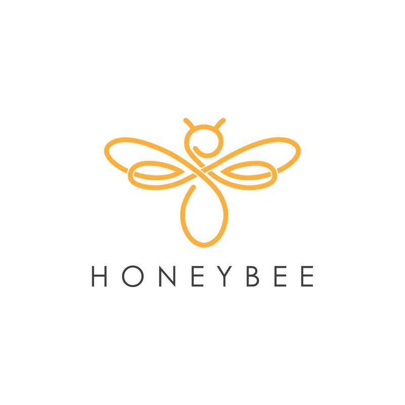 简单优雅的单线蜜蜂标志设计。