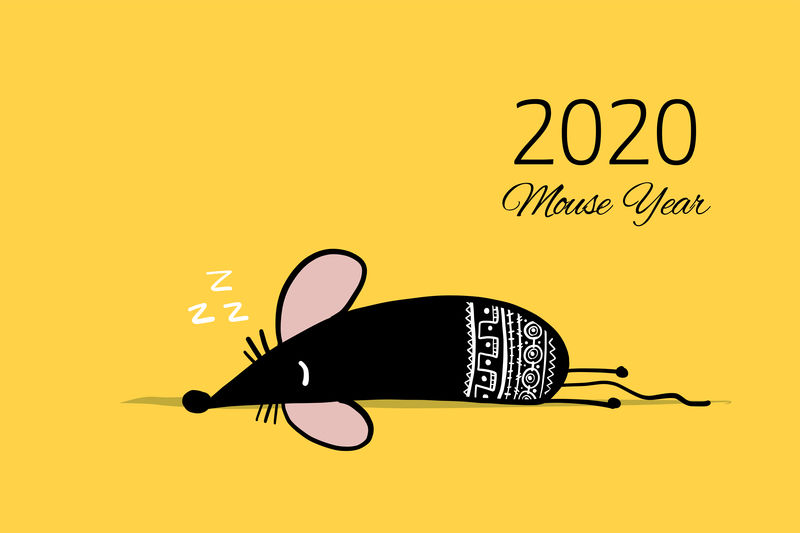 有趣的老鼠，2020年的象征。你的设计横幅
