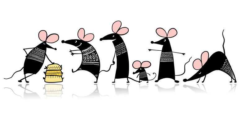 有趣的老鼠家族，2020年的象征。你的设计横幅