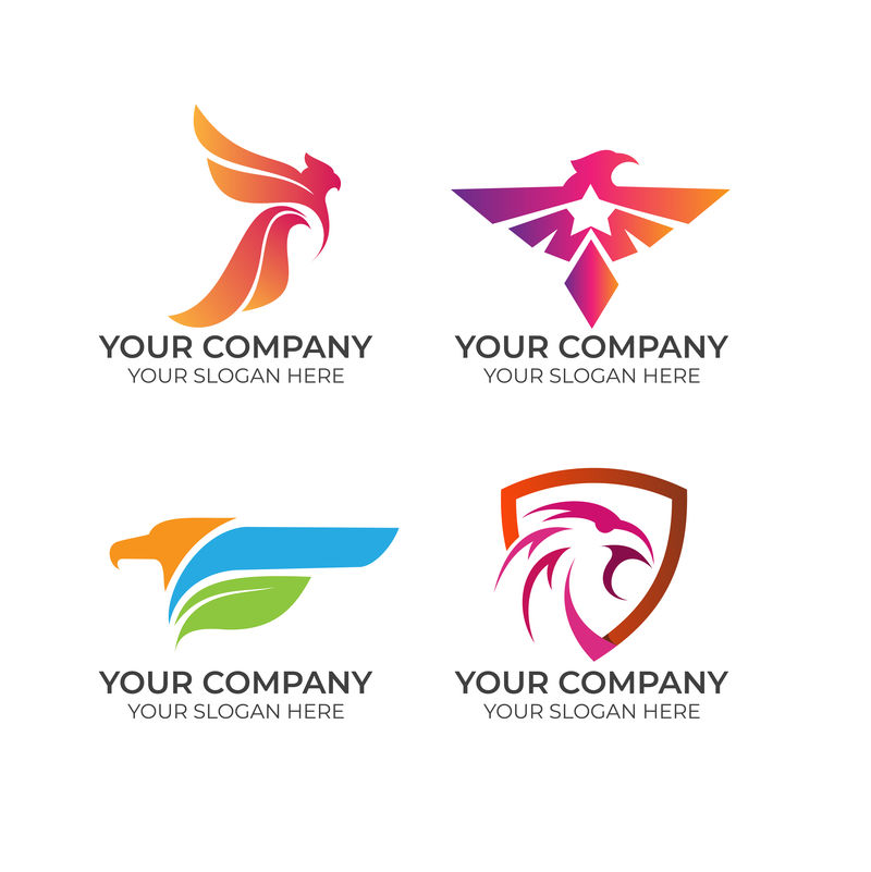 Eagle Business logo系列-白色背景-极简概念设计矢量模板