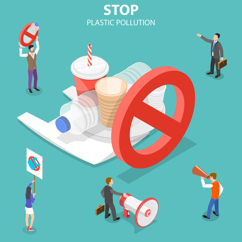 等距平面矢量的概念阻止塑料污染。