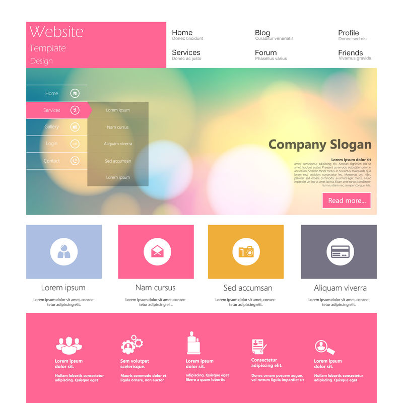 平面彩色网站模板设计