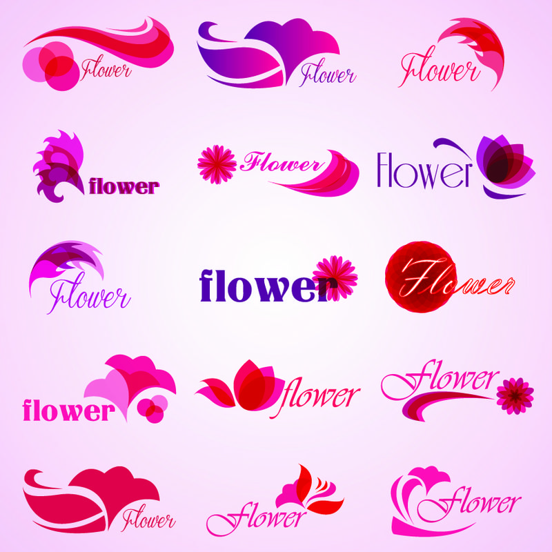 花卉图标设置-隔离在粉红色背景-矢量插图-图形设计可编辑为您的设计-花朵粉色标志